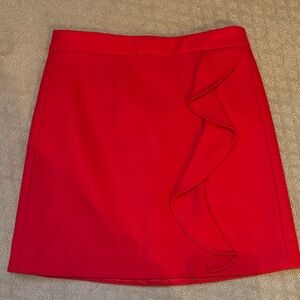 J Crew Elegant Red Wool Ruffle mini Skirt Sz 2. New with tags.